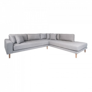 Canapea cu colt gri din poliester 257 cm Lido Right House Nordic