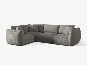 Canapea cu colt gri din textil pentru 4 persoane Chris Alfa Left Micadoni