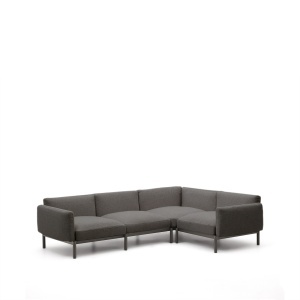 Canapea cu colt gri din textil pentru 5 persoane Sorells Right Kave Home