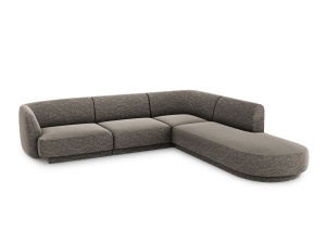 Canapea cu colt gri din textil pentru 6 persoane Miley Haga Chenille Right Micadoni