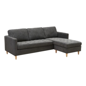 Canapea cu colt gri inchis din textil 219 cm Firenze Right House Nordic