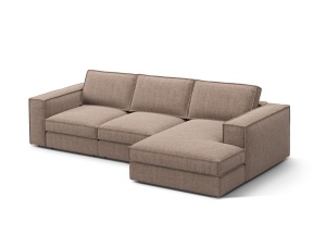 Canapea cu colt maro deschis din textil pentru 3 persoane Pola Right Micadoni