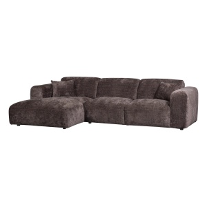 Canapea cu colt maro din textil 280 cm Cloud Left Chenille Woood