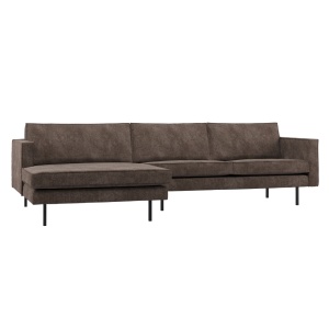 Canapea cu colt maro din textil 300 cm Rodeo Rib Left Woood