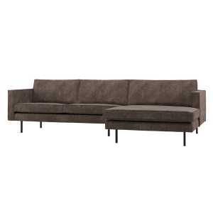 Canapea cu colt maro din textil 300 cm Rodeo Rib Right Woood