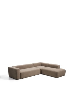 Canapea cu colt maro din textil pentru 4 persoane Blok Chenille Right 255 Kave Home