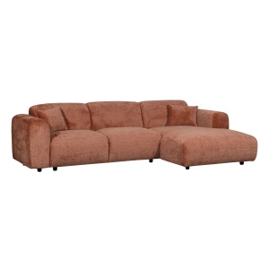 Canapea cu colt maro teracota din textil 280 cm Cloud Right Chenille Woood