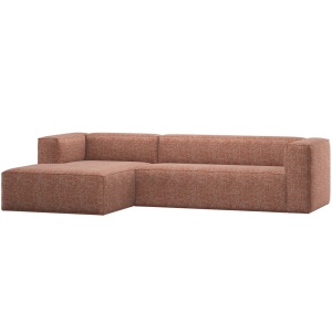 Canapea cu colt maro teracota din textil 305 cm Bean Left Woood