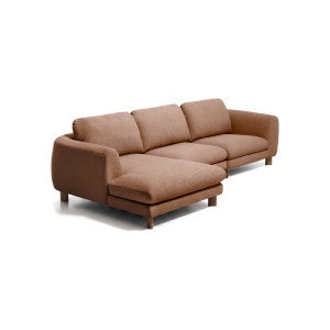 Canapea cu colt maro teracota din textil pentru 4 persoane Vera Left Lounge Kave Home