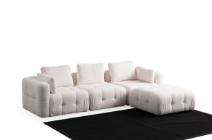 Canapea cu colt modulara alba din textil pentru 3 persoane Amaris The Home Collection