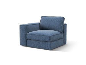 Canapea cu colt modulara albastru inchis din textil pentru 1 persoana Pola Left Micadoni