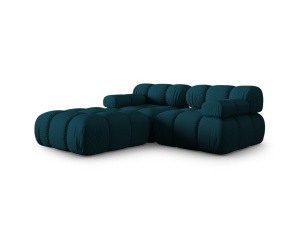 Canapea cu colt modulara albastru navy din textil pentru 3 persoane Bellis Left 3D Micadoni