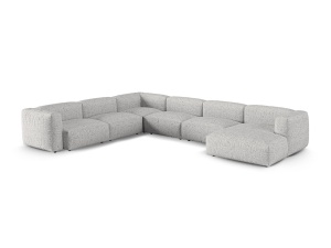 Canapea cu colt modulara argintie din textil pentru 6 persoane Martina Monet Boucle Left XL Micadoni