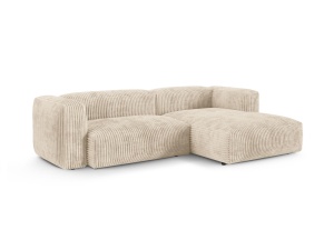Canapea cu colt modulara bej deschis din textil pentru 2 persoane Martina Corduroy XL Right Micadoni