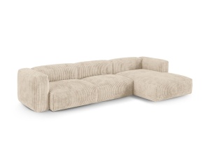 Canapea cu colt modulara bej deschis din textil pentru 3 persoane Martina Corduroy XL Right Micadoni