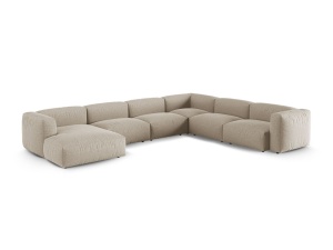 Canapea cu colt modulara bej deschis din textil pentru 6 persoane Martina Boston Right XL Micadoni