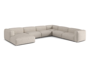 Canapea cu colt modulara bej din textil pentru 6 persoane Martina Boucle Right XL Micadoni