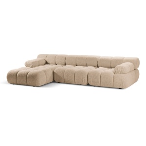 Canapea cu colt modulara bej nisipiu din textil pentru 4 persoane Bellis Boucle Left Micadoni