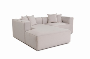 Canapea cu colt modulara ecru din textil 230 cm Mora XL Right The Home Collection