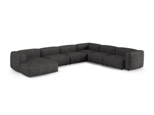 Canapea cu colt modulara gri antracit din textil pentru 6 persoane Martina Monet Boucle Right XL Micadoni