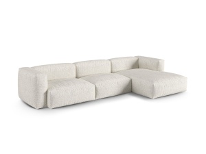 Canapea cu colt modulara gri/bej din textil pentru 3 persoane Martina Boucle XL Right Micadoni