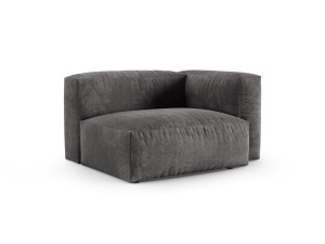 Canapea cu colt modulara gri din catifea pentru 1 persoana Martina Right 120 XL Micadoni