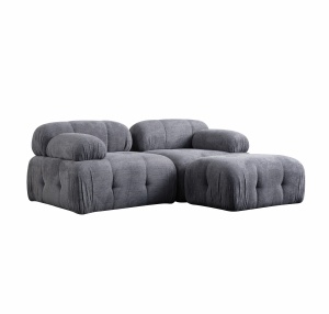 Canapea cu colt modulara gri din textil 190 cm Petite The Home Collection