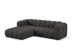 Canapea cu colt modulara gri inchis din textil pentru 4 persoane Lupine M Left Micadoni
