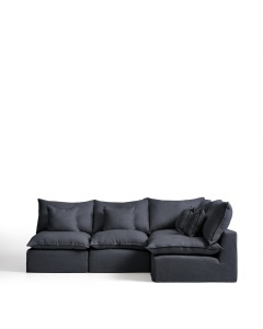 Canapea cu colt modulara gri inchis din textil pentru 4 persoane Anarela 287 Right Kave Home