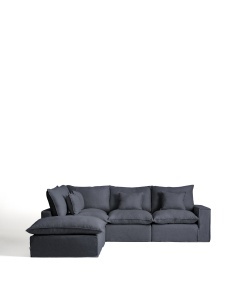 Canapea cu colt modulara gri inchis din textil pentru 4 persoane Anarela 307 Left Kave Home