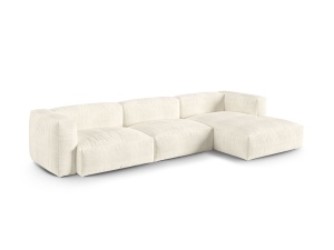 Canapea cu colt modulara ivorie din textil pentru 3 persoane Martina Boucle XL Right Micadoni