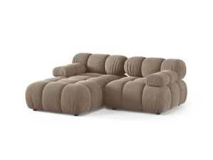 Canapea cu colt modulara maro cappuccino din catifea pentru 3 persoane Bellis Bluvel Left Micadoni