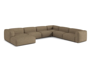 Canapea cu colt modulara maro cappuccino din textil pentru 6 persoane Martina Boucle Right XL Micadoni