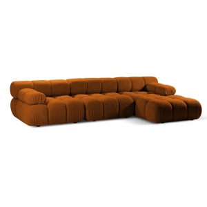 Canapea cu colt modulara maro caramiziu din textil pentru 4 persoane Bellis Boucle Right Micadoni
