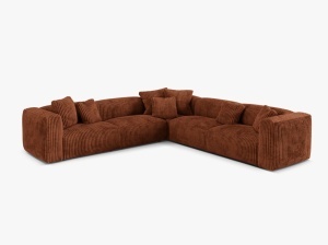 Canapea cu colt modulara maro caramiziu din textil pentru 5 persoane Martina Corduroy Micadoni