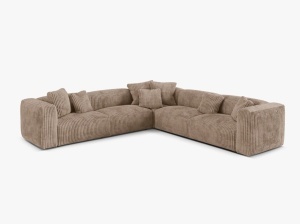 Canapea cu colt modulara maro din textil pentru 5 persoane Martina Corduroy Micadoni