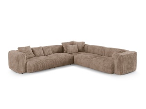 Canapea cu colt modulara maro din textil pentru 5 persoane Martina Corduroy XL Micadoni