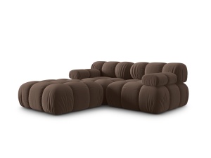 Canapea cu colt modulara maro inchis din catifea pentru 3 persoane Bellis Bluvel Left Micadoni