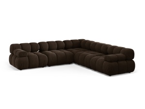 Canapea cu colt modulara maro inchis din catifea pentru 5 persoane Bellis Bluvel Symmetrical Micadoni