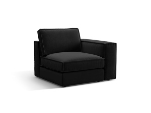 Canapea cu colt modulara neagra din catifea pentru 1 persoana Pola Right Micadoni