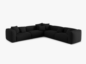 Canapea cu colt modulara neagra din textil pentru 5 persoane Martina Micadoni
