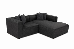 Canapea cu colt modulara negru antracit din textil 230 cm Mora XL Left The Home Collection