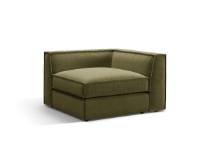 Canapea cu colt modulara verde deschis din catifea pentru 1 persoana Pola Salvador Corner Micadoni
