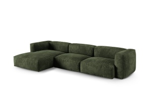 Canapea cu colt modulara verde din catifea pentru 3 persoane Martina XL Left Micadoni