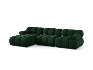 Canapea cu colt modulara verde din catifea pentru 4 persoane Bellis 155 Left Micadoni