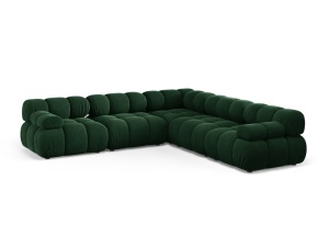 Canapea cu colt modulara verde din catifea pentru 5 persoane Bellis Bluvel Symmetrical Micadoni