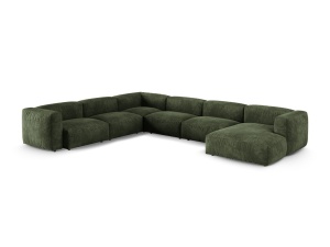 Canapea cu colt modulara verde din catifea pentru 6 persoane Martina Left XL Micadoni