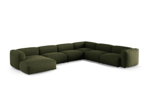 Canapea cu colt modulara verde din textil pentru 6 persoane Martina Boston Right XL Micadoni