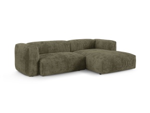 Canapea cu colt modulara verde muschi din textil pentru 2 persoane Martina Corduroy XL Right Micadoni