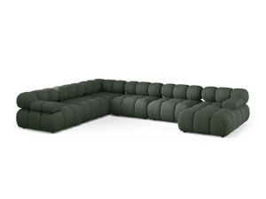 Canapea cu colt modulara verde muschi din textil pentru 8 persoane Bellis Liberty Left Micadoni